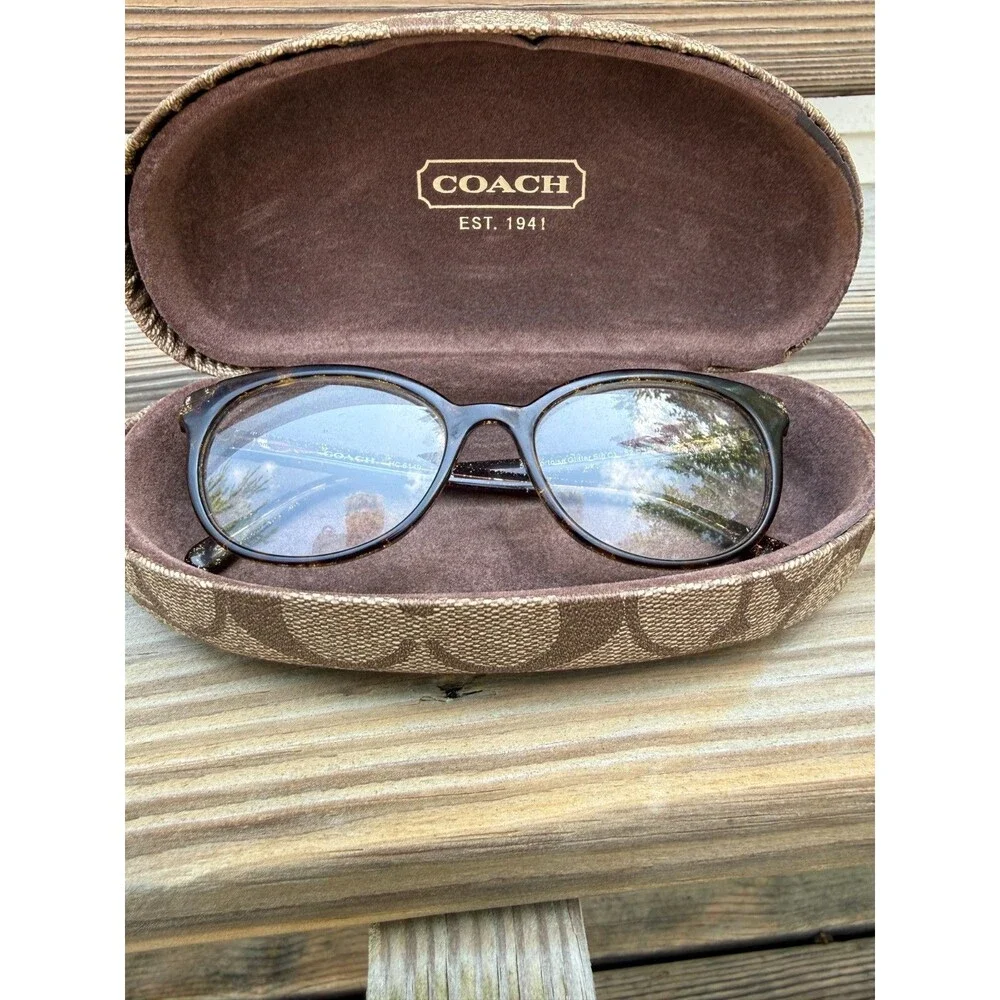 Coach HC6149 5583 Tortoise Glitter Signature C Eyeglass Frames 52-17 Coach Case